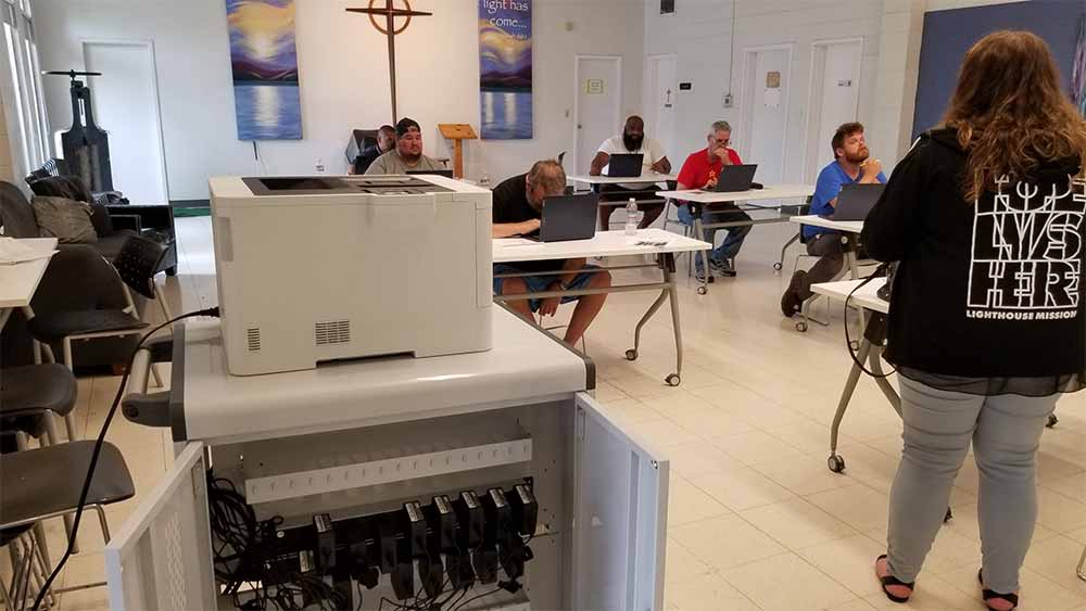 New technology lab for Lighthouse Mission Guests. Partnering with Comcast has allowed us to change people as they find new jobs.